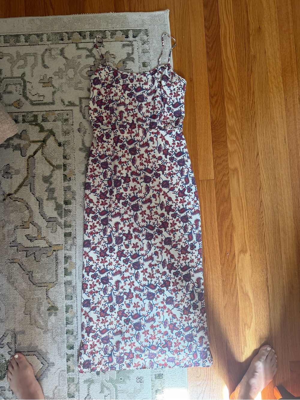 Abercrombie & Fitch White Slip Dress with Burgundy Floral Print